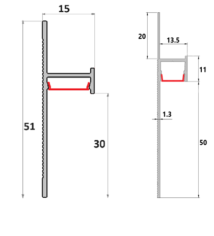 Плинтус светодиодный TS 52x30 TS80x50